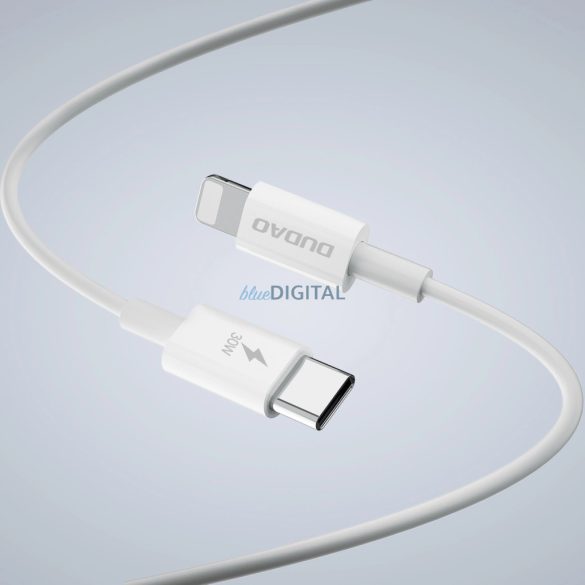 Dudao A30EUL hálózati töltő 1xUSB-A és 1xUSB-C csatlakozással és Type-C - Lightning kábellel 30W - fehér