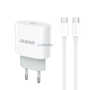 Dudao A14EUC hálózati töltő 1xUSB-C csatlakozással és Type-C - Type-C kábellel PD 20W - fehér