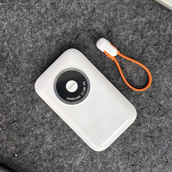 Dudao K21 Mini powerbank 1xUSB-A és 1xUSB-C csatlakozással 10000mAh 22.5W - bézs