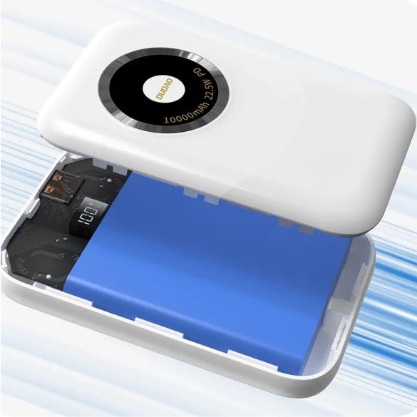 Dudao K21 Mini powerbank 1xUSB-A és 1xUSB-C csatlakozással 10000mAh 22.5W - bézs