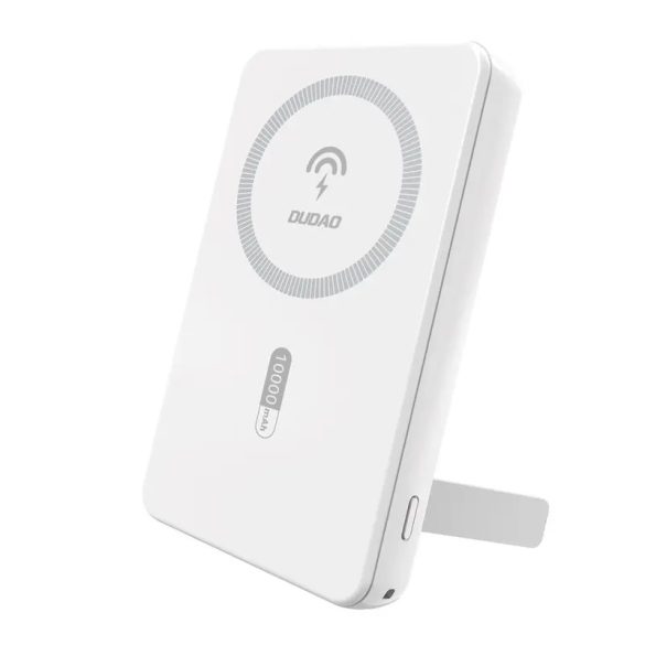 Dudao K14S+ MagSafe-kompatibilis powerbank 1xUSB-A és 1xUSB-C csatlakozással kitámasztóval 10000mAh 20W - fehér