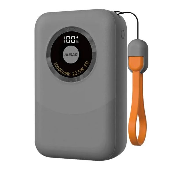 Dudao K21 Mini powerbank 1xUSB-A és 1xUSB-C csatlakozással 10000mAh 22.5W - szürke