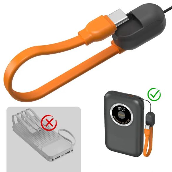 Dudao K21 Mini powerbank 1xUSB-A és 1xUSB-C csatlakozással 10000mAh 22.5W - szürke