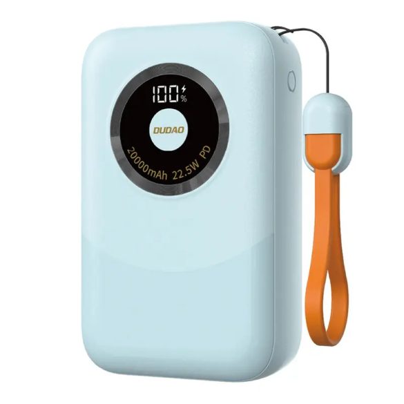 Dudao K21 Mini powerbank 1xUSB-A és 1xUSB-C csatlakozással 10000mAh 22.5W - kék