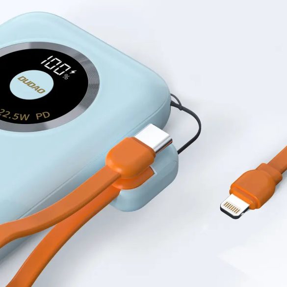 Dudao K21 Mini powerbank 1xUSB-A és 1xUSB-C csatlakozással 10000mAh 22.5W - kék
