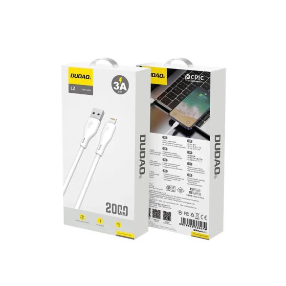 Dudao L2L USB-A - Lightning kábel 3A 2m - fehér
