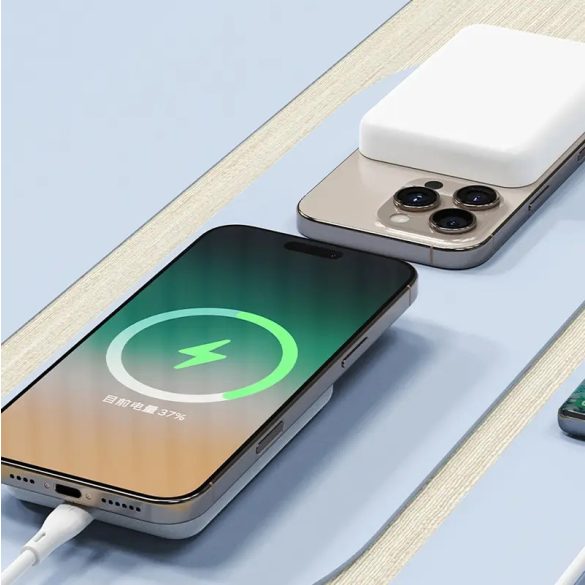 Dudao K26S MagSafe-kompatibilis powerbank 1xUSB-A és 1xUSB-C csatlakozással 5000mAh 20W - fehér