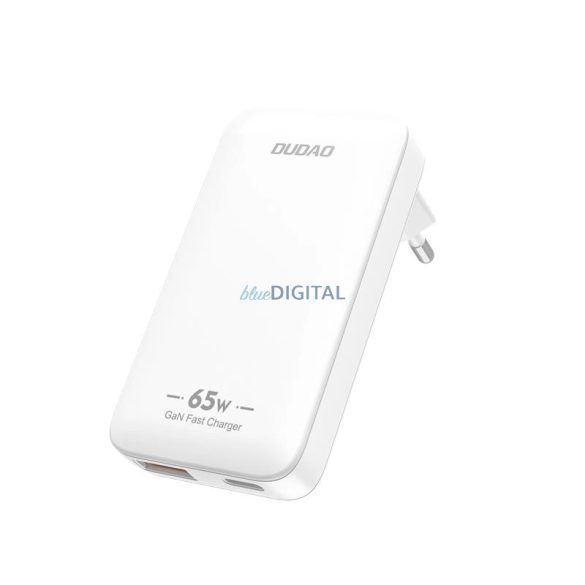 Dudao A65Q EU/US utazó töltő 1xUSB-A és 1xUSB-C csatlakozással 65W PD GaN - fehér