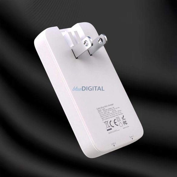 Dudao A65Q EU/US utazó töltő 1xUSB-A és 1xUSB-C csatlakozással 65W PD GaN - fehér