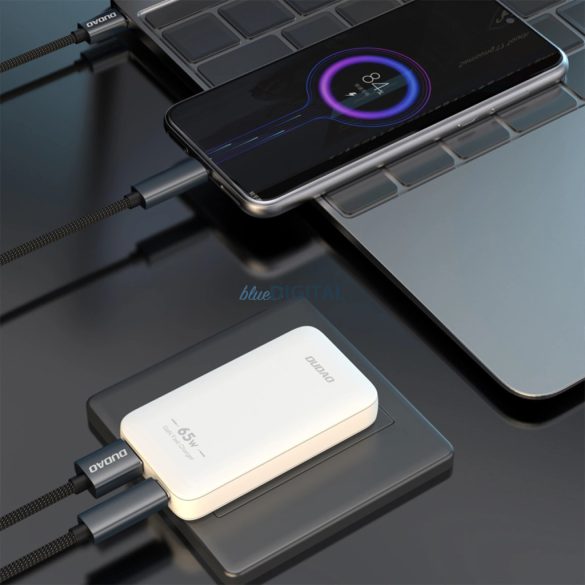 Dudao A65Q EU/US utazó töltő 1xUSB-A és 1xUSB-C csatlakozással 65W PD GaN - fehér