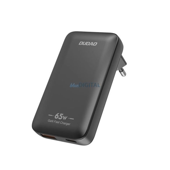 Dudao A65Q EU/US utazó töltő 1xUSB-A és 1xUSB-C csatlakozással 65W PD GaN - fekete