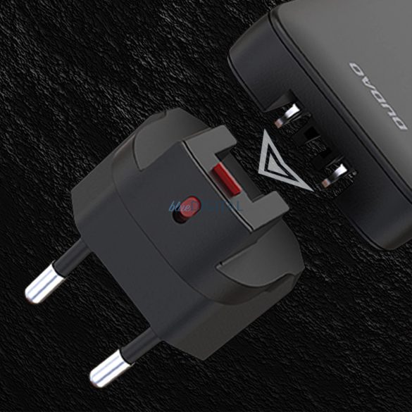Dudao A65Q EU/US utazó töltő 1xUSB-A és 1xUSB-C csatlakozással 65W PD GaN - fekete