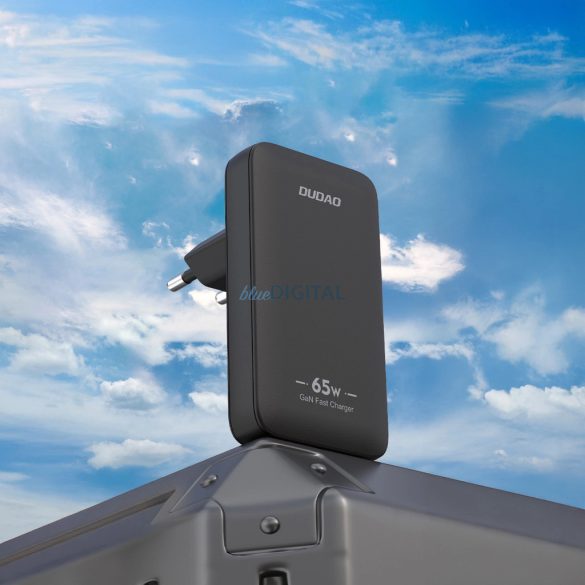 Dudao A65Q EU/US utazó töltő 1xUSB-A és 1xUSB-C csatlakozással 65W PD GaN - fekete