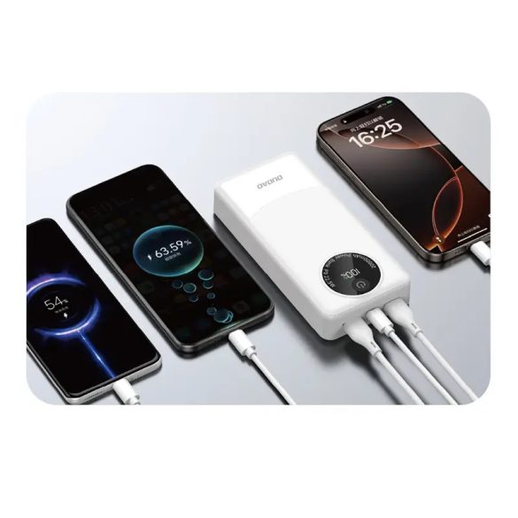 Dudao K12Pro powerbank 2xUSB-A és 1xUSB-C csatlakozással 20000mAh 22.5W PD - fehér