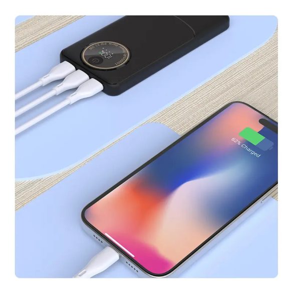 Dudao K12Pro powerbank 2xUSB-A és 1xUSB-C csatlakozással 20000mAh 22.5W PD - fekete