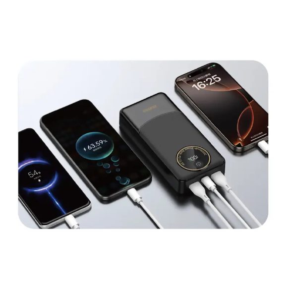Dudao K12Pro powerbank 2xUSB-A és 1xUSB-C csatlakozással 20000mAh 22.5W PD - fekete