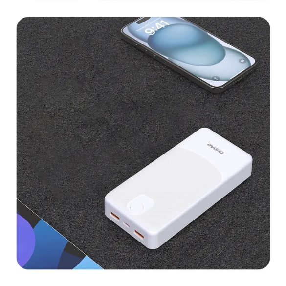 Dudao K10Pro powerbank 2xUSB-A csatlakozással 20000mAh 2.4A - fehér