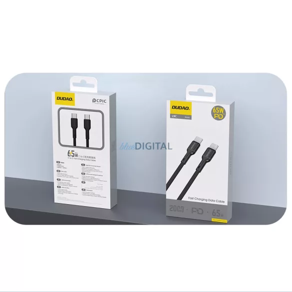 Dudao L9C USB-C - USB-C 2m kábel - Fekete