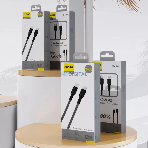Dudao L9C Max 240W PD USB-C - USB-C 2m kábel - Fekete