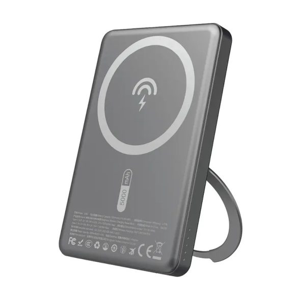 Dudao K28S MagSafe-kompatibilis powerbank 1xUSB-C csatlakozással kitámasztóval 5000mAh 20W PD - szürke