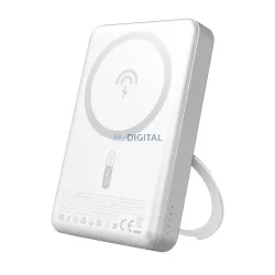  Dudao K28 10000mAh PD 22.5W MagSafe Powerbank fém tokkal és gyűrűs állvánnyal - Ezüst