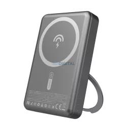   Dudao K28 10000mAh PD 22.5W MagSafe Powerbank fém tokkal és gyűrűs állvánnyal - szürke