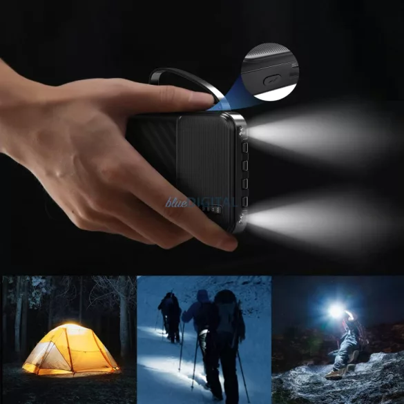 Dudao K11 10000mAh Powerbank beépített kábelekkel - Fekete