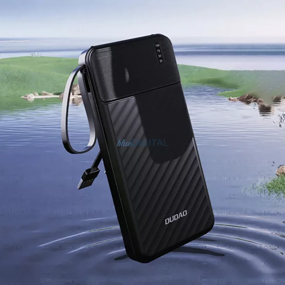 Dudao K11 10000mAh Powerbank beépített kábelekkel - Fekete