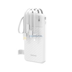   Dudao K11 10000mAh Powerbank beépített kábelekkel - fehér