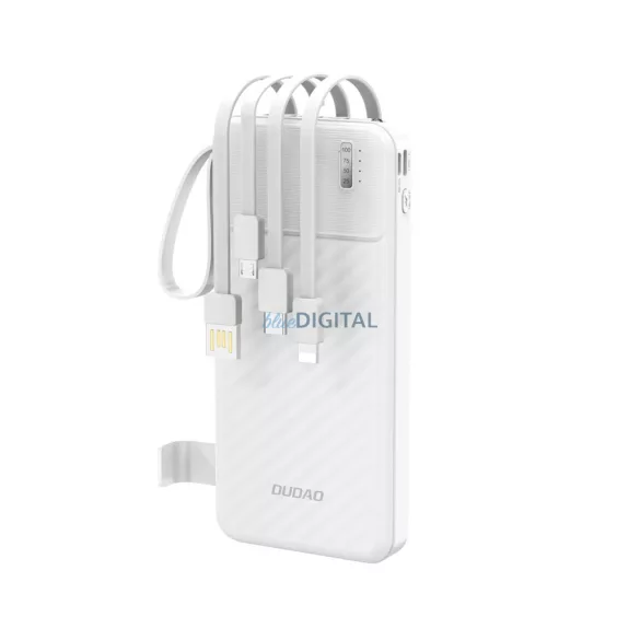Dudao K11 10000mAh Powerbank beépített kábelekkel - fehér