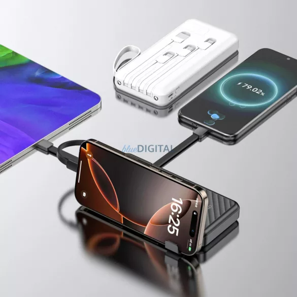Dudao K11 10000mAh Powerbank beépített kábelekkel - fehér