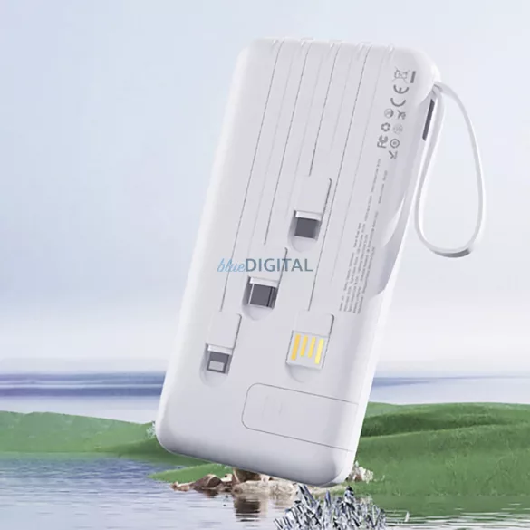 Dudao K11 10000mAh Powerbank beépített kábelekkel - fehér