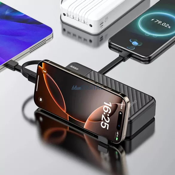 Dudao K11 Pro 20000mAh Powerbank beépített kábelekkel - Fekete