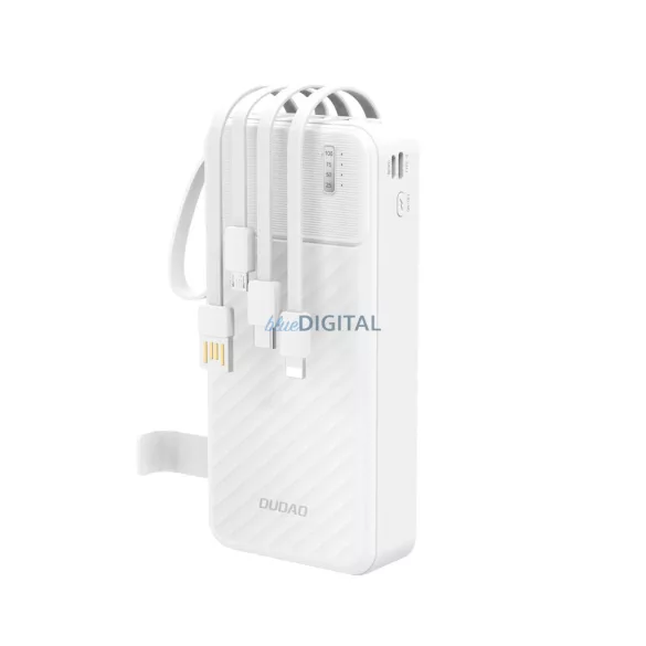 Dudao K11 Pro 20000mAh Powerbank beépített kábelekkel - Fehér színű