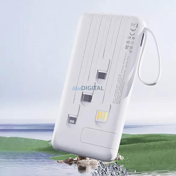 Dudao K11 Pro 20000mAh Powerbank beépített kábelekkel - Fehér színű