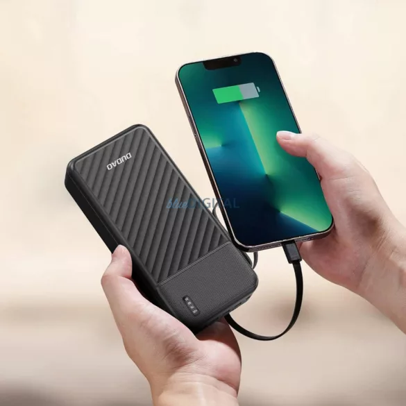 Dudao K11 Max 30000mAh Powerbank beépített kábelekkel - Fekete