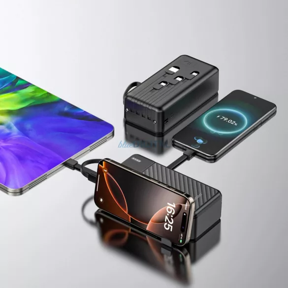 Dudao K11 Max 30000mAh Powerbank beépített kábelekkel - Fekete