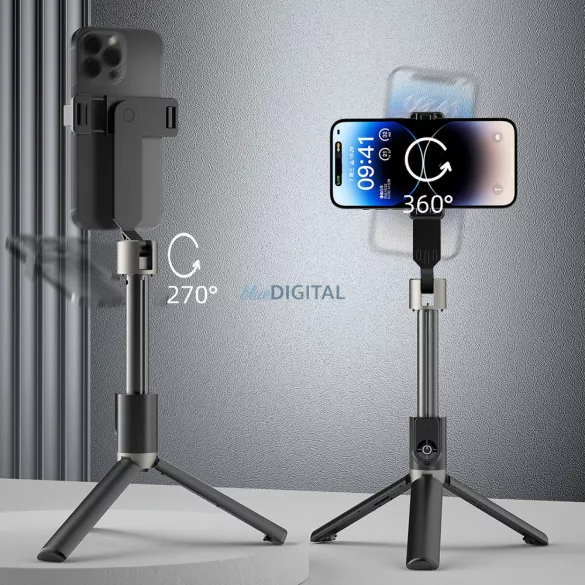 Dudao F18 szelfibot 1,1 m, állvánnyal és Bluetooth-távirányítóval – fekete