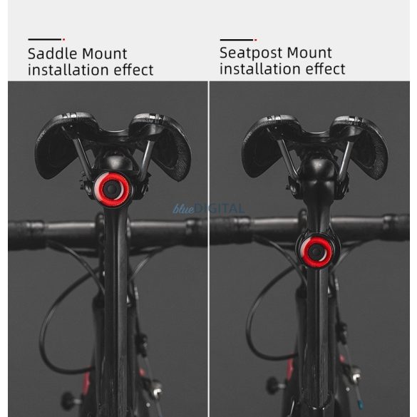 Rockbros Q3 hátsó kerékpár lámpa smart stop rendszerrel - fekete