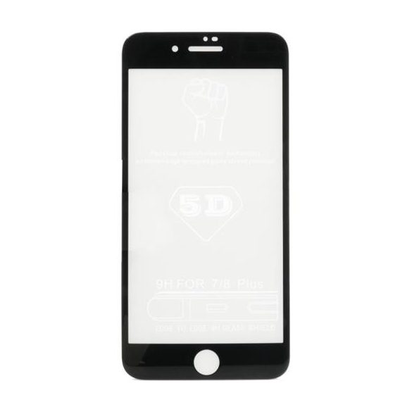IPHONE 7 8 PLUS - edzett üveg üvegfólia 0.3mm 5D Fekete