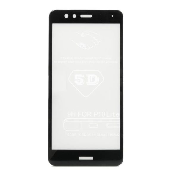 Huawei P10 Lite - Edzett Üveg Tempered Glass 0.3mm 5d Fekete Üvegfólia
