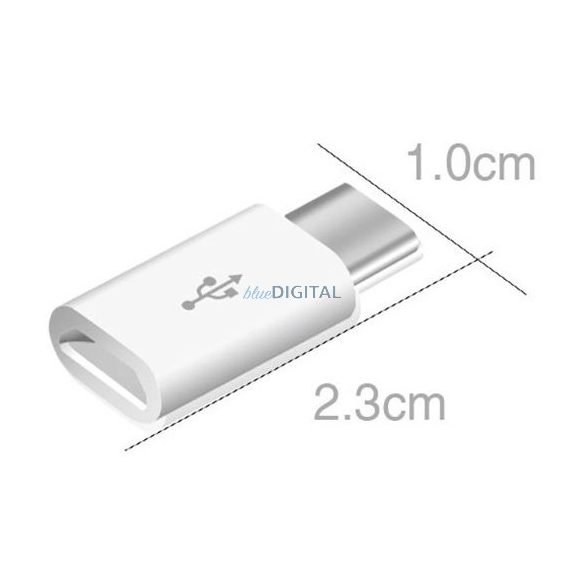 Micro USB Type-C USB adapter adatszinkronizálás töltés fehér