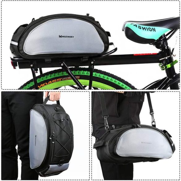 Wozinsky Kerékpár Bike kerékpáros táska hátsó csomagtartó táska vállpánttal 13L fekete (WBB1BK)