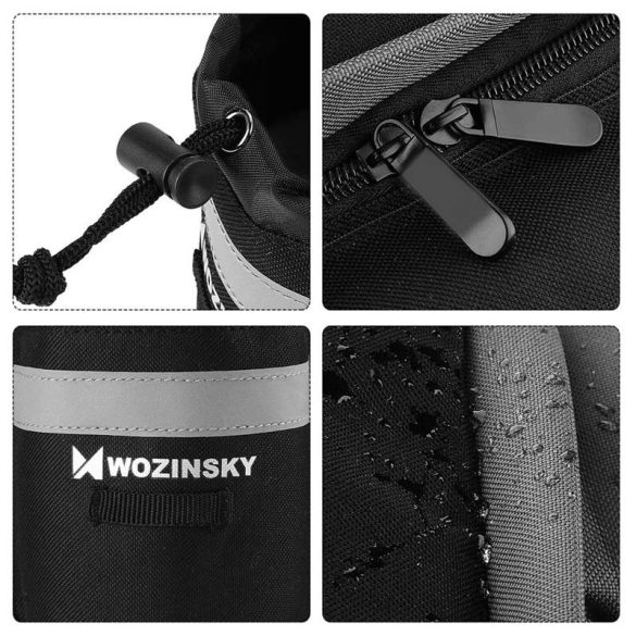 Wozinsky Kerékpár Bike kerékpáros táska hátsó csomagtartó táska vállpánttal és palack ügyben 6L fekete (WBB3BK)
