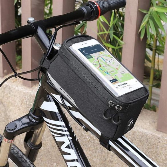 Wozinsky kerékpár első tároló táska kerékpár vázra Phone Case 6,5 hüvelykes max 1L fekete (WBB6BK)