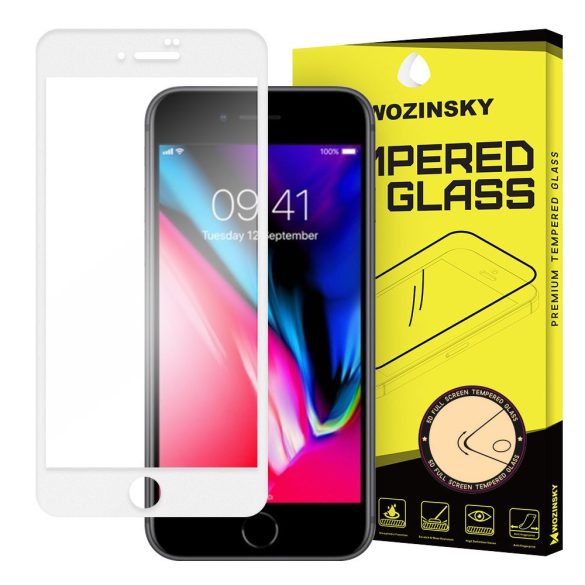 Wozinsky edzett üveg FullGlue Super Tough képernyővédő fólia Teljes Képernyős kerettel tok barát iPhone 8/7 fehér kijelzőfólia üvegfólia tempered glass