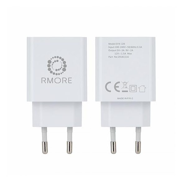 RMORE hálózati töltő 1xUSB-C csatlakozóval 18W PD fehér
