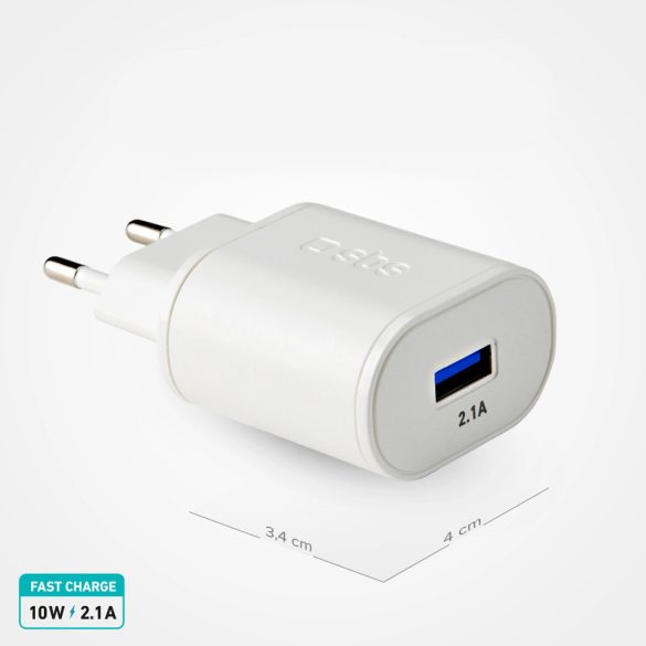 SBS TETR1USB2AWFAST hálózati töltő 1xUSB-A csatlakozással 10W 2.1A - fehér