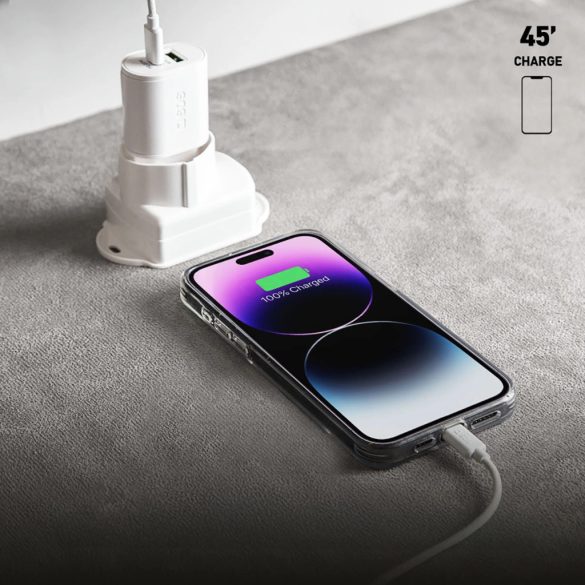 SBS TETRPD20W hálózati töltő 1xUSB-A és 1xUSB-C csatlakozással 20W 3A PD - fehér