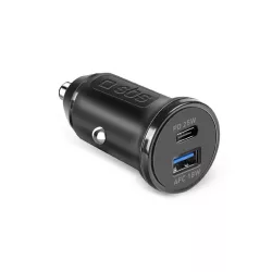   SBS TECRPD25W autós töltő 1xUSB-A és 1xUSB-C csatlakozással 25W PD - fekete